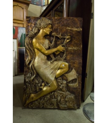 Ceramic Wall Art of Woman with Lyre