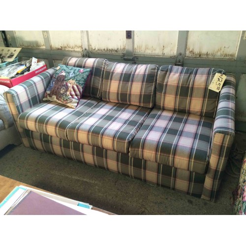 SOLD - Green Plaid Sofa Bed