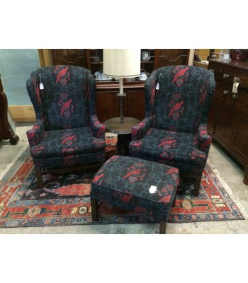 SOLD - Pair of Lovebird Wingback Chairs
